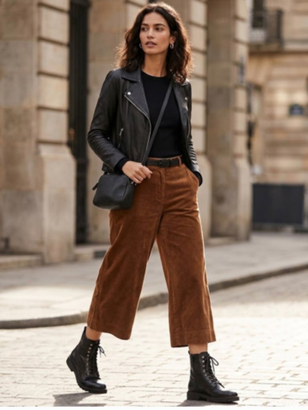 Coldwater Creek Terracotta Brown Wide Cropped Pants High Waist Soft Tencel, 14